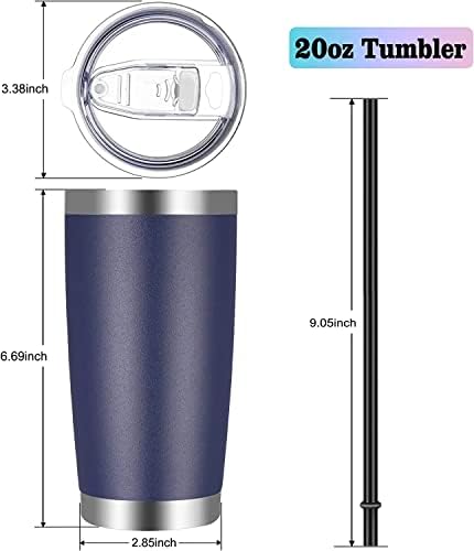 VEGOND 20oz Tumbler with Lid and Straw Stainless Steel Tumbler Cup Bulk Vacuum Insulated Double Wall Travel Coffee Mug Powder Coated Coffee Cup, Navy Blue, 12 Pack