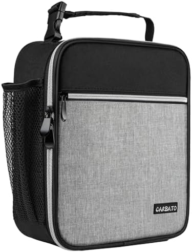 Lunch Bag, Durable Insulated Lunch Box Reusable Adults Tote Bag Lunch Box Durable Reusable for Adults (Black-Light Gray)