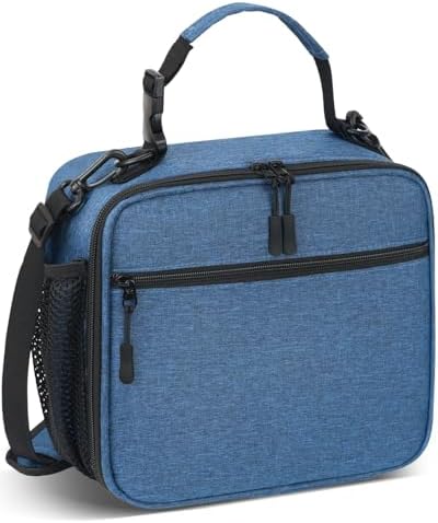 Insulated Lunch Box for Men Small, Blue Mens Lunch Bag with Strap