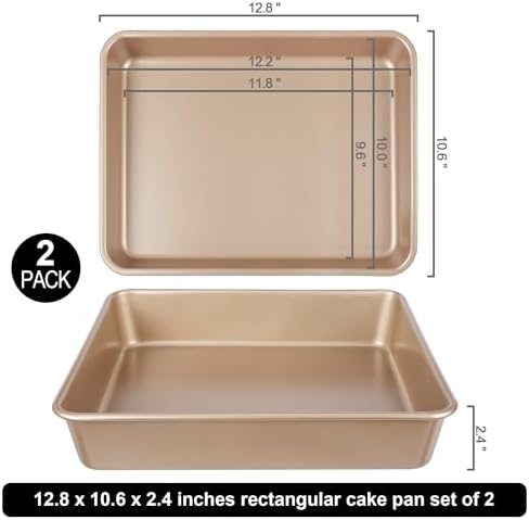 Baking Pan, 2PCS Nonstick Sheet Cake Pan for Kitchen(12.5’’ X 10’’ X 2.4’’)