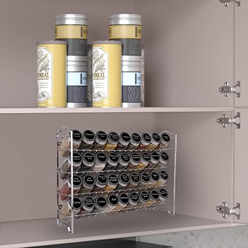 SWOMMOLY Spice Rack Organizer with 36 Spice Jars 4 oz and 396 Spice Labels