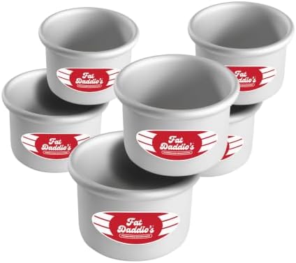 Fat Daddio's PRD-43CASE Anodized Aluminum Round Cake Pan, 4 x 3 inch, Set of 6