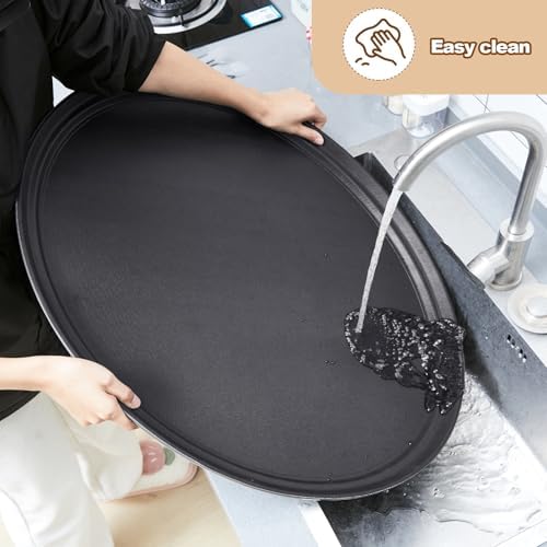FillTouch 2 Pcs Restaurant Serving Trays Oval, 27 x 22 Inch, Black
