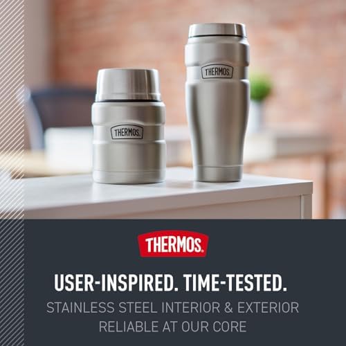 THERMOS Stainless King Food Jar with Spoon, 16oz, Matte Light Blue