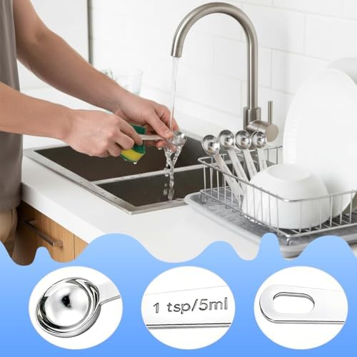 6PCS Measuring Spoons Set(1 Tsp, 5ml), Teaspoon Measuring Spoons Stainless Steel Short Compact Kitchen Scoops for Spices, Baking, and Everyday Cooking