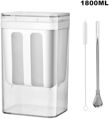 1800ml Greek Yogurt Maker & Strainer with Straw Spoon, Brush & Mesh Bag