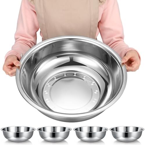 Nuogo 4 Pcs Stainless Steel Mixing Bowls Large for Salad, 16 Inch 13 Qt