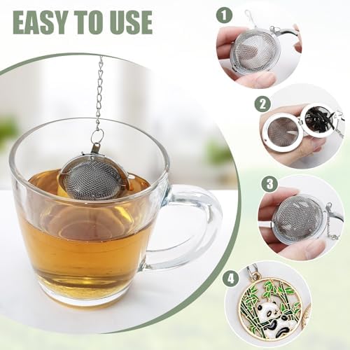 2Pcs Tea Infuser,2.1” Tea Ball with Panda Pendant,Tea Steeper,Tea Strainer
