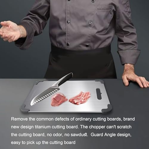 Titanium Cutting Board, 2026 New Upgrade 100% Pure Titanium Cutting Boards for Kitchen, Latest Thickened Version Thickness 0.06IN, Double-Sided Available Belt Guard Angle(15.7IN X 14.1IN）
