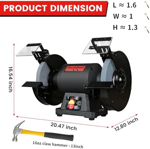 BUCKTOOL 10" 1.5HP Low Speed Bench Grinder,High Precision Wobble Free Wheel