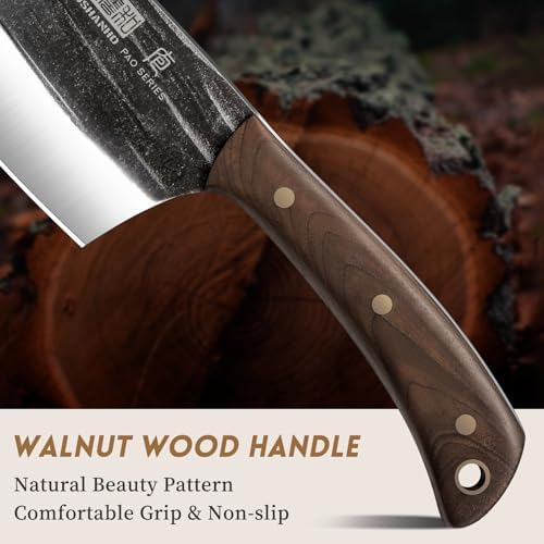 HOSHANHO Butcher Knife Set, 3PCS Knife Set of Bone & Cleaver & Viking Knife