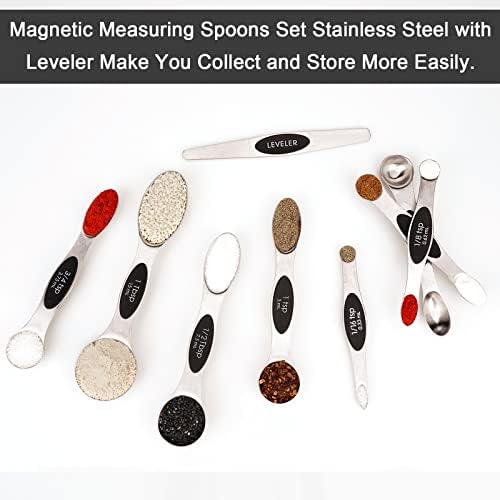 Aovchei 9 PCS Black Magnetic Measuring Spoons Set