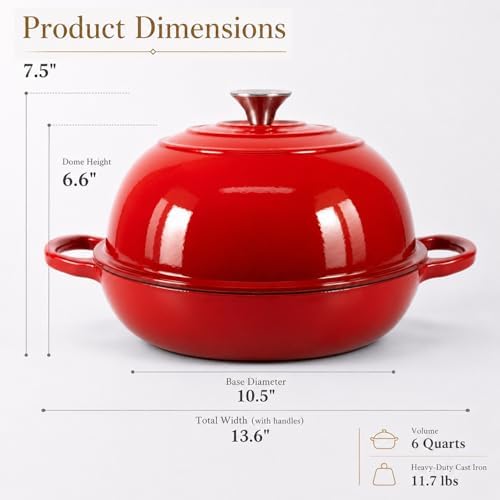 AHJ 6QT Enameled Cast Iron Dutch Oven for Sourdough Bread Baking