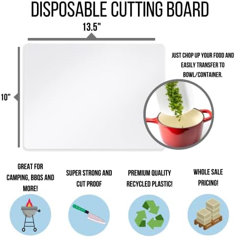 Crown Display Disposable Cutting Boards 100 Count Premium Quality Disposable Sheets For Kitchen And Commercial Use ~ Patent Pending ~ Recyclable Disposable Cutting Board Sheets (Medium (10"x13.5"))