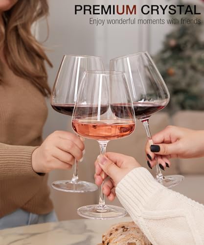 OJA Wine Glasses Set, Crystal Hand Blown Red Wine Glass Set of 4, 23 oz