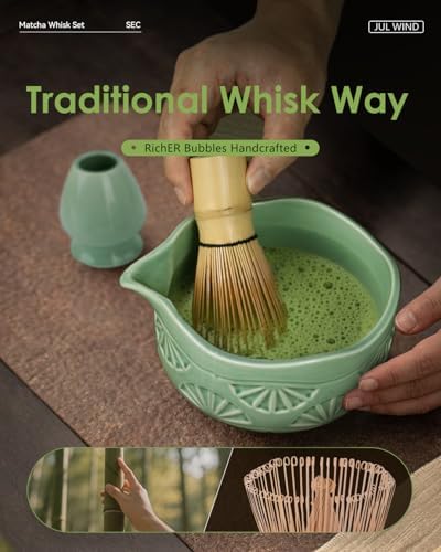 Matcha Whisk Set, Matcha Set Includes Bamboo Whisk, Ceramic Bowl