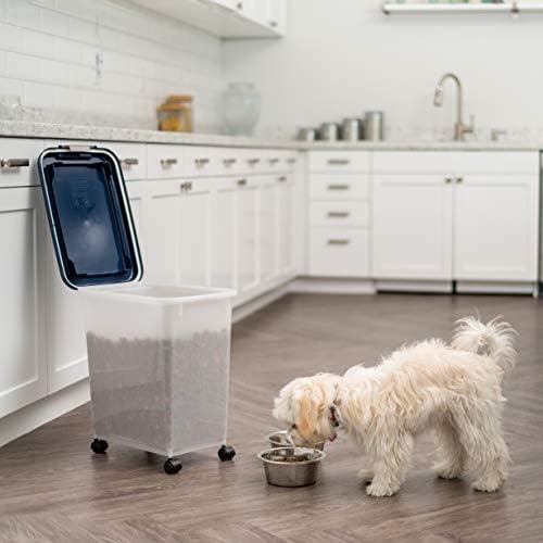 IRIS USA Dog Food Storage Container, Up to 30 lbs, Navy/Pearl, Made in USA