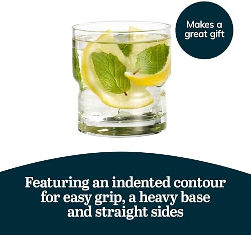 Libbey Newton Double Old Fashioned Glasses Set of 6, Sleek, Stackable Short Drinking Glasses, Lowball Cocktail Glasses for Anniversaries, Holidays
