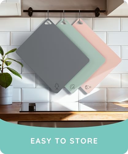 July Home Cutting Board Alternative for Kitchen - Extra Thick Flexible Plastic Cutting Board Set of 3, Non-Slip, BPA-Free, Easy to Clean, Colored Cutting Mats for Cooking, Durable Chopping Sheets