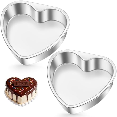 TeamFar Heart Cake Pan Set of 2, 6 Inch Stainless Steel Cake Pans