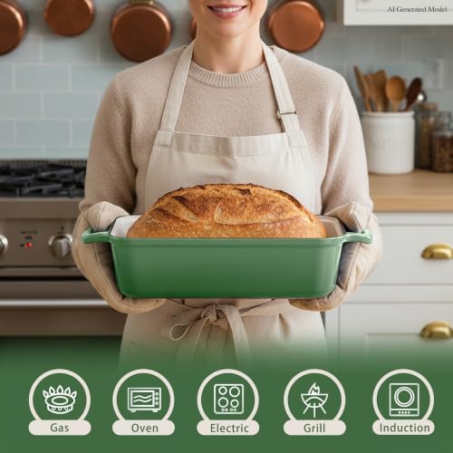 11x5 Inch Cast Iron Bread Pan with Lid, Sourdough Bread Baking