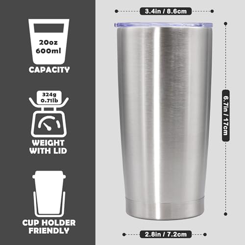 20oz Tumbler Stainless Steel Tumbler Coffee Tumbler with Lid SS, 8P