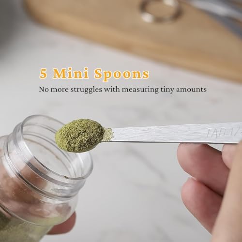 23 Pcs Stainless Steel Measuring Spoons Set with Leveler, Metal Round & Rectangular Spoons plus 5 Mini Teaspoons for Precise Cooking and Baking, Standard Sizes with Clear Engraved Markings