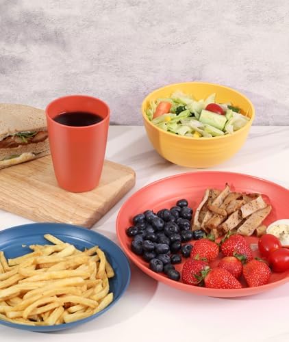 Quatish 24 Piece Plates and Bowl Set for 6, Dinnerware Dish Set for Kitchen