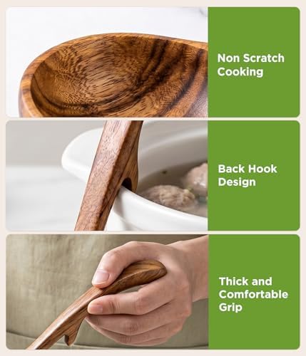 Wooden Spoons for Cooking: 3 Size Teak Wooden Ladle