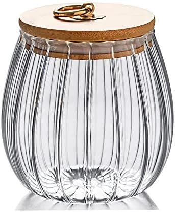 Glass Coffee Nuts Canister Airtight Jar with Bamboo Lid 23 FL OZ Small Oval