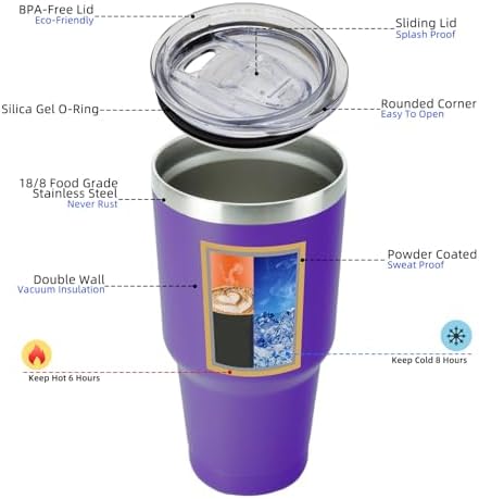 BJPKPK 30 oz Tumbler with Lid and Straw, Insulated Stainless Steel Cup