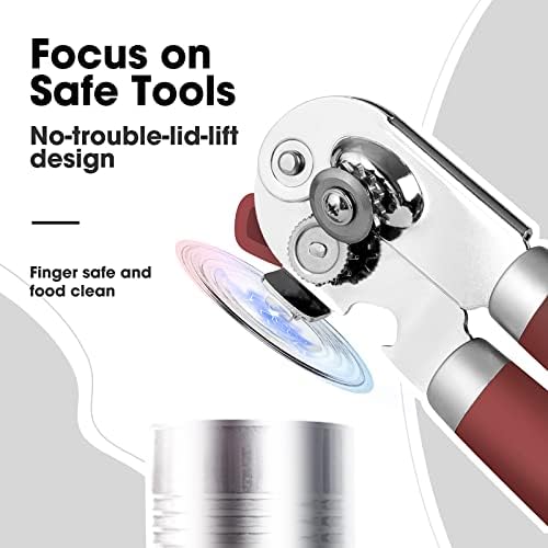 Beneno Heavy Duty Hand Can Opener Manual with Magnet Lid Remover, Red