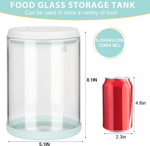 POP Glass Airtight Food-Jar With-Lid - 2.2Qt/2L Clear glass container | Stackable One-Touch Opening | For Cookie, Candy, Sugar, Flour, Nuts，Coffee