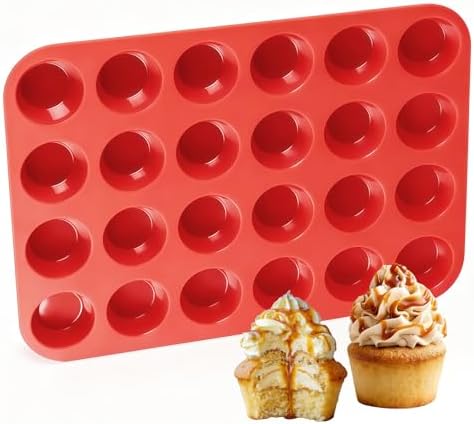 CAKETIME Silicone Muffin Pan Mini 24 Cups, 1 Pack Cupcake Pan, BPA Free