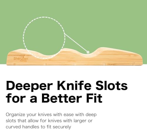 Shenzhen Knives Bamboo In-Drawer Knife Block – 11 Slot, Holds 10-12 Knives