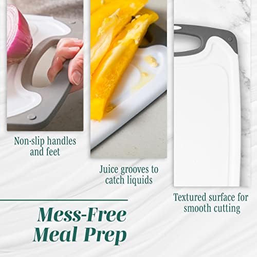 Cutting Boards for Kitchen - BPA-Free Chopping Board - Different Sizes & Non Slip Handles - Reversible, Large Cutting Board Set - Unique Gifts for Cooks Who Have Everything - 6-Pack Gray