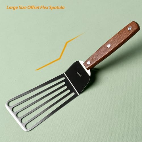 Offset Fish Spatula Turner Set, Slotted Metal Spatulas 11 Inch & 13 Inch