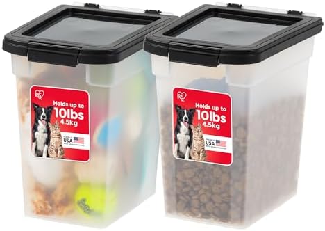 IRIS USA Dog Food Storage Container, 2-Pack, Up to 10 lbs, Black