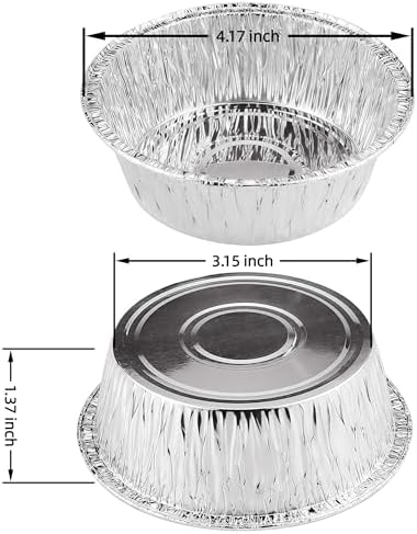 100 Pack 4" Round Tart Pie Foil Pans - Disposable Aluminum Foil Tart & Pie Tins for Baking, Cooking, Storage or Reheating