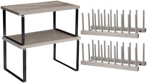 4 Pcs Kitchen Organizer Accessories Set for Cabinet, Gray, 11.8 x 7.9''