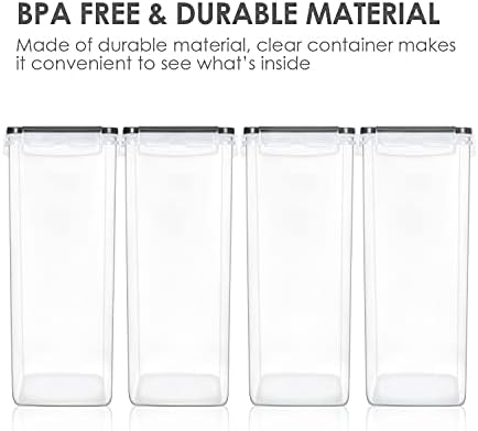 Vtopmart Extra Large Tall Airtight Food Storage Containers, 4 Pieces 5.9qt/6.5L Plastic PBA Free Kitchen Pantry Canister for Spaghetti, Flour and Baking Supplies, with 24 Labels, Black (Pack of 2)