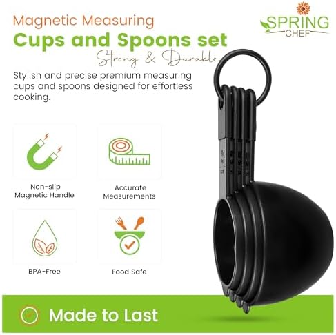 Spring Chef Black Magnetic Measuring Cups & Spoons - 9 pcs - Nesting Design