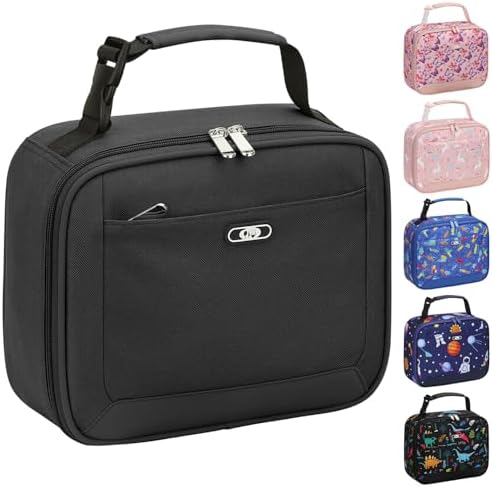 Tenot Lunch Box Kids Insulated Lunch Tote Bag Black
