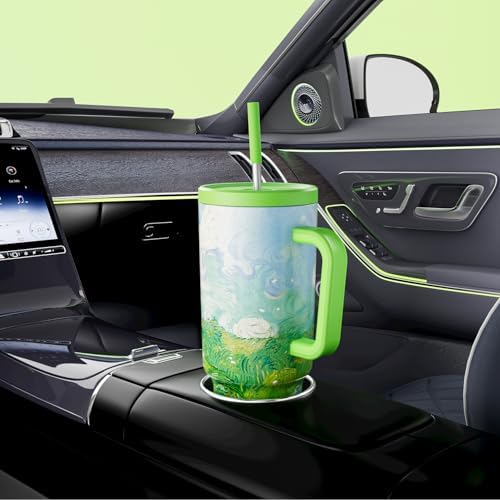 Meoky 40 oz Tumbler with Handle and Straw: Stainless Steel Insulated Tumbler with Lid and Straw - 100% Leak Proof Tumbler for Car Cup Holders - Travelers Commuters Workers, Spring Field