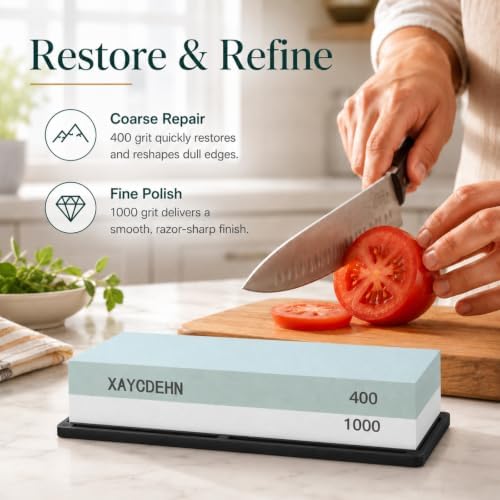 Knife Sharpening Stone 400/1000 Grit Whetstone for Kitchen Knives and Tools