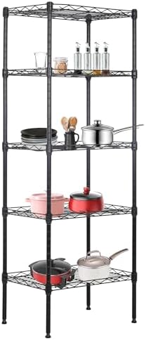 BestOffice | 5-Tier Wire Shelf | 17" x 12" x 48" | Black