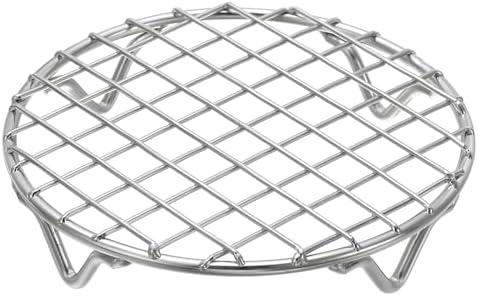 uxcell Round Cooking Rack 4.9 Inch Dia Stainless Steel Wire Cooling Steamer Rack for Baking Canning Cooking Roasting Cooling Grilling Drying, Silver