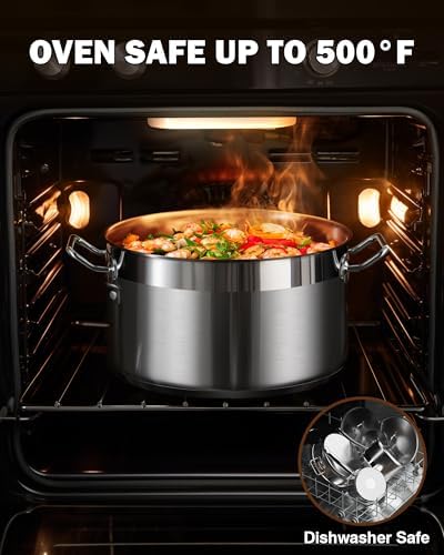 Cooks Standard Professional 6 Quart Stock Pot with Lid, Stainless Steel Dutch Oven Pot
