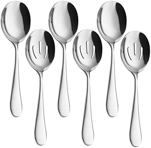 AOOSY Set of 6 Serving Spoons, Stainless Steel Serving Utensils for Buffet