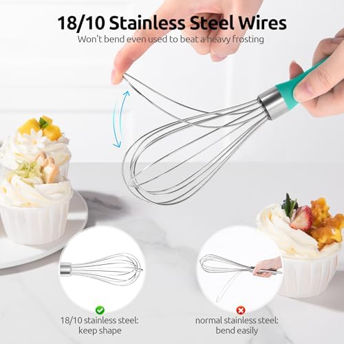 U-Taste Wire Whisk for Cooking, 18/10 Stainless Steel Wisk, S/Aqua Sky